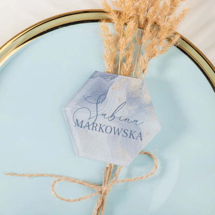 Winietki ślubne z transparentnej plexi z nadrukiem UV - WIN021