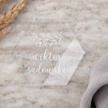 Winietki ślubne z transparentnej plexi z nadrukiem UV - WIN020